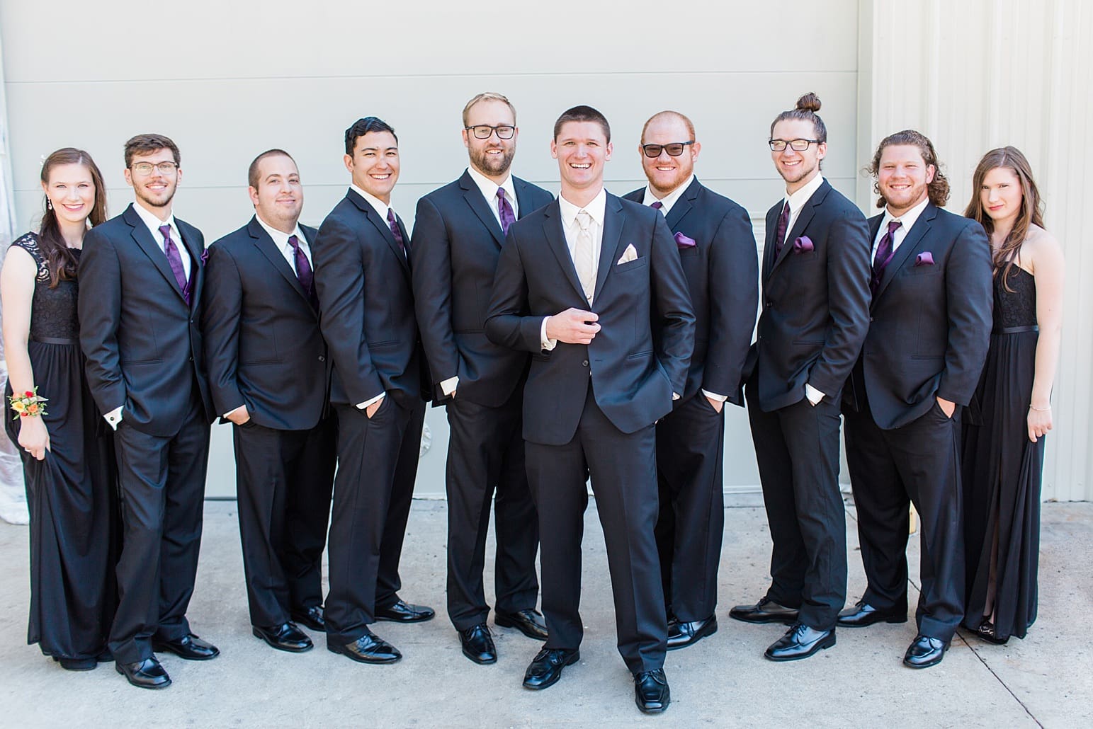 Arielle Peters Photography | Groom and groomsmen outside on wedding day in Carmel, Indiana. 