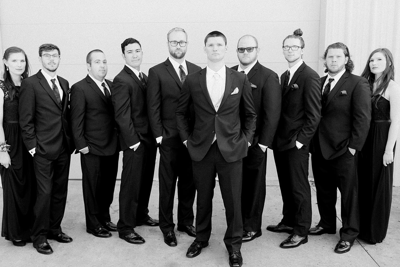 Arielle Peters Photography | Groom and groomsmen outside on wedding day in Carmel, Indiana. 