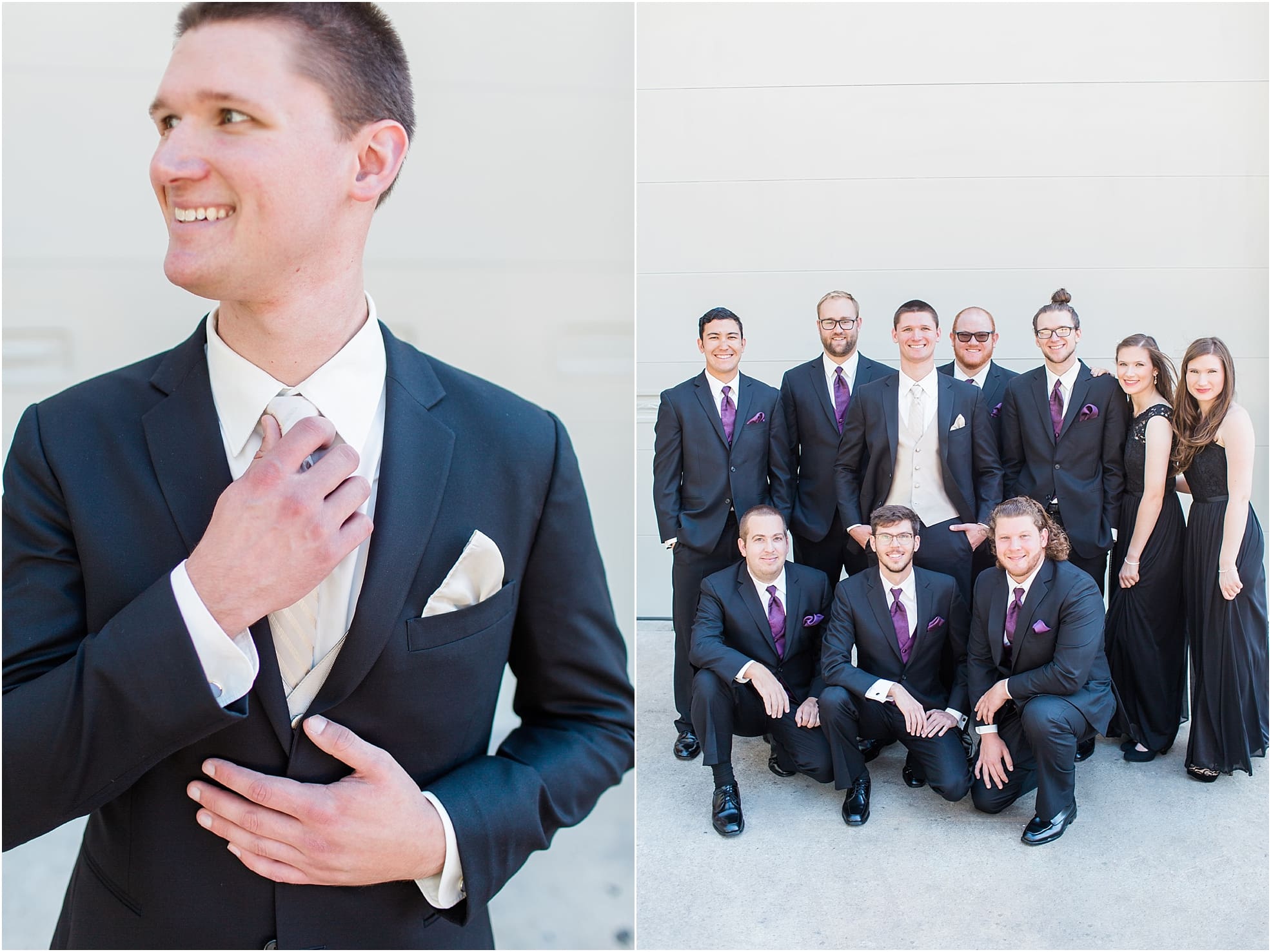 Arielle Peters Photography | Groom and groomsmen outside on wedding day in Carmel, Indiana. 