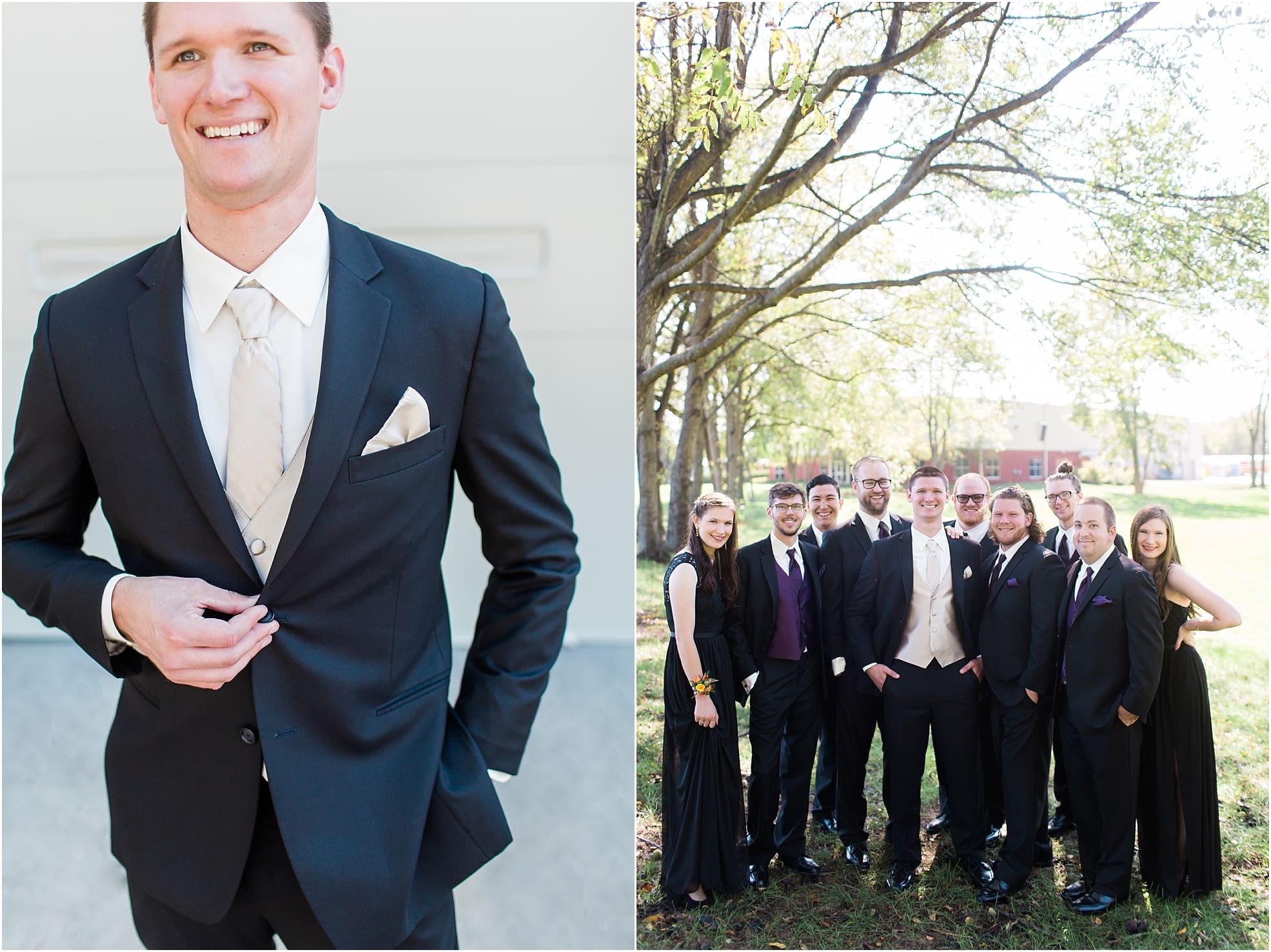 Arielle Peters Photography | Groom and groomsmen outside on wedding day in Carmel, Indiana. 