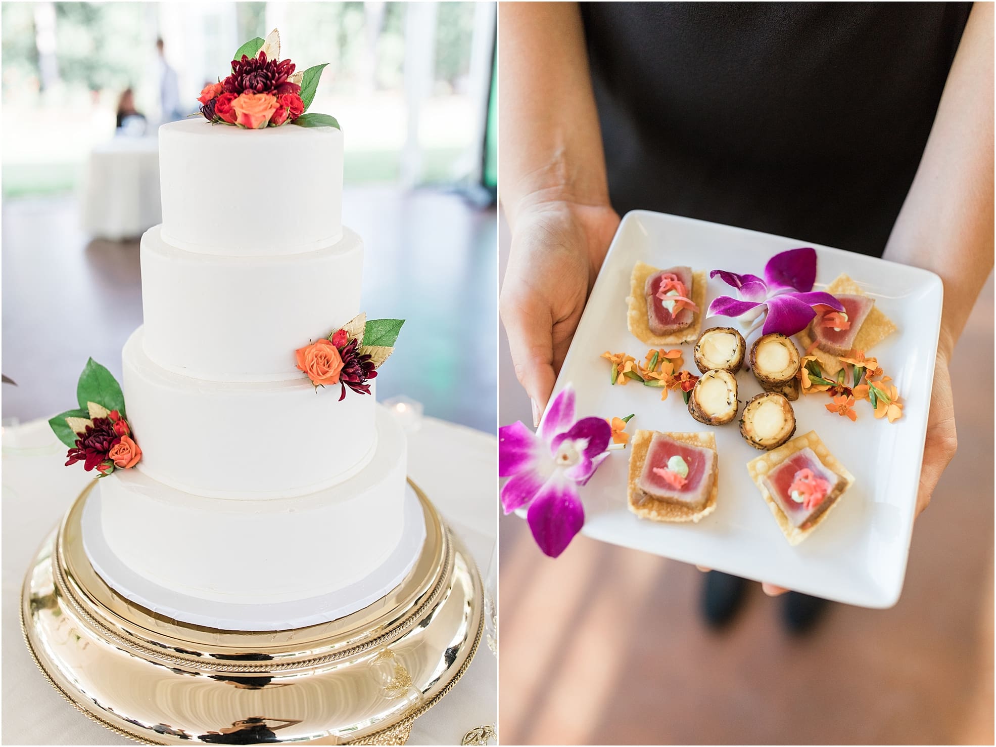 Arielle Peters Photography | Fall wedding table settings and floral arrangements on wedding day at the Ritz Charles Garden Pavilion in Carmel, Indiana. 
