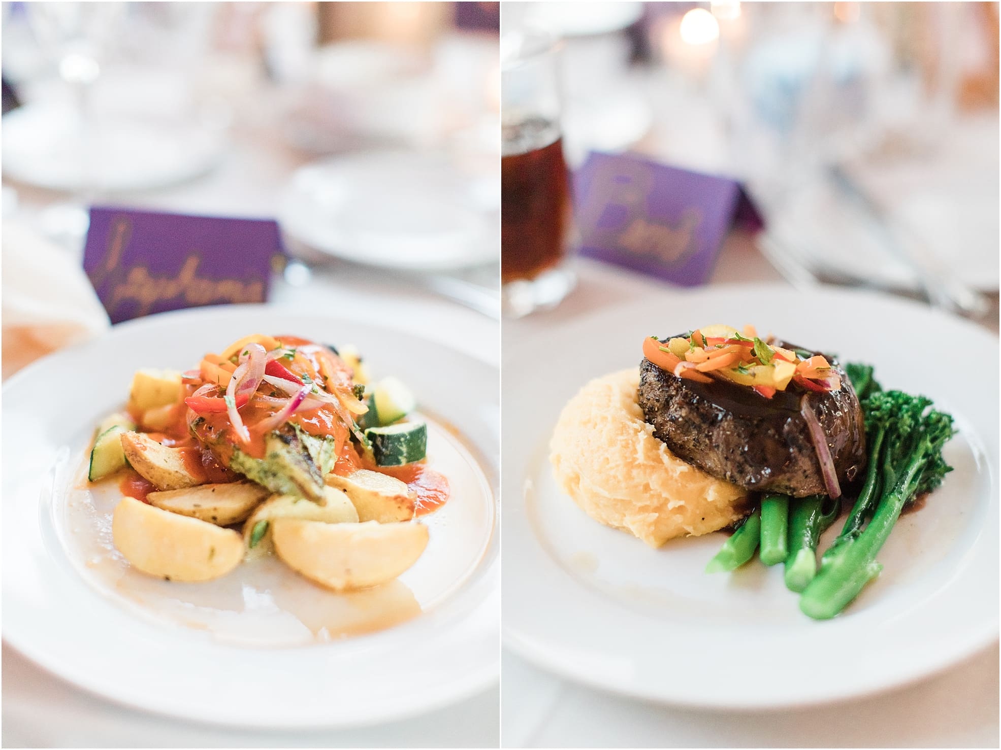 Arielle Peters Photography | Fall wedding table settings and floral arrangements on wedding day at the Ritz Charles Garden Pavilion in Carmel, Indiana. 