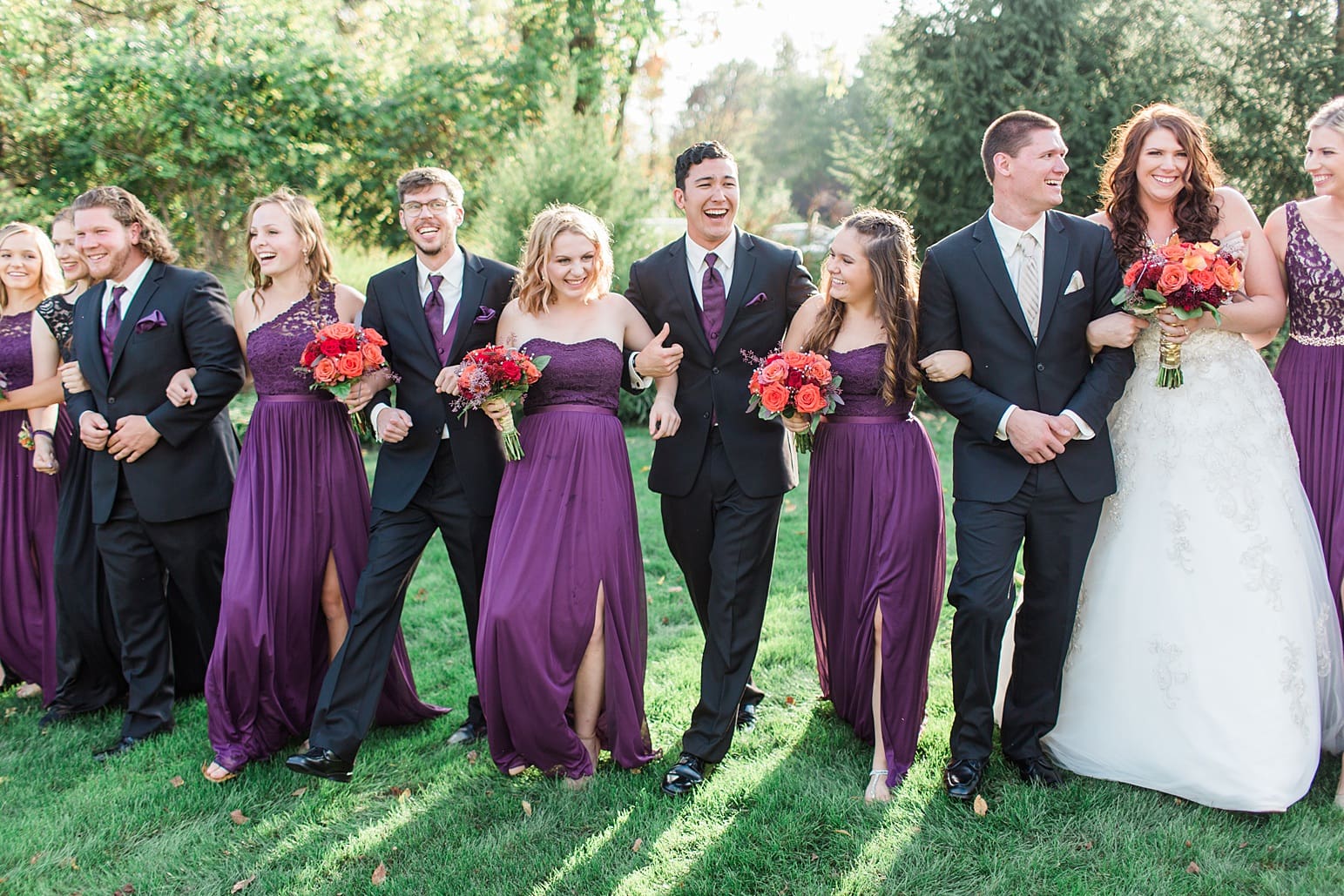 Arielle Peters Photography | Wedding party walking outside on wedding day at the Ritz Charles Garden Pavilion in Carmel, Indiana. 