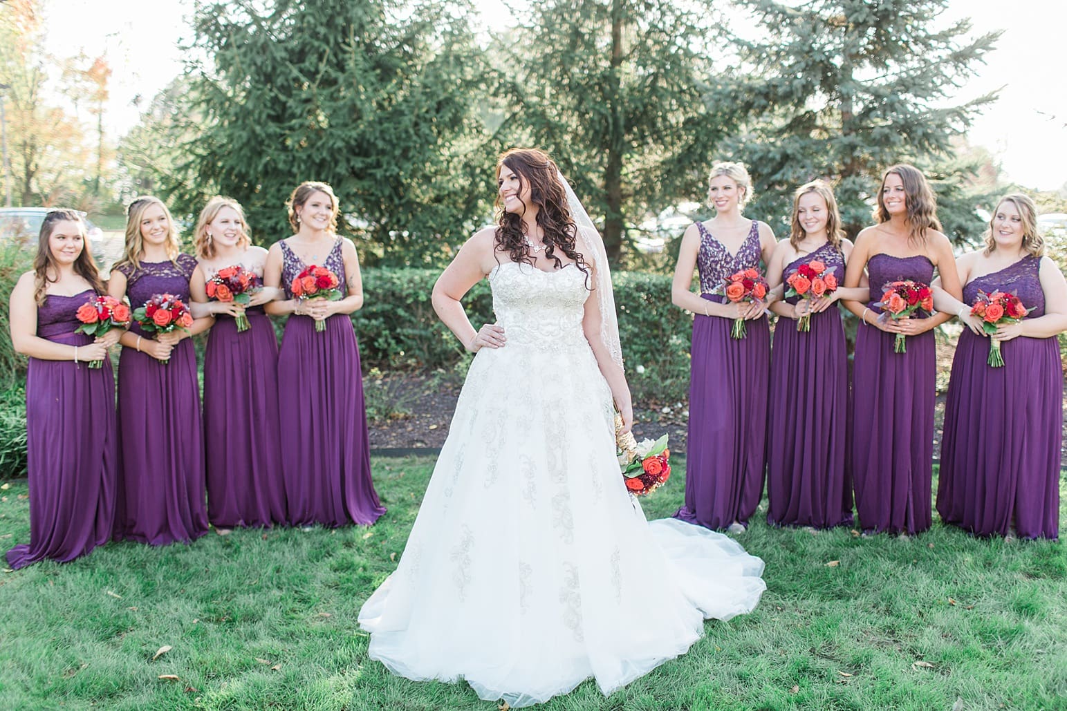 Arielle Peters Photography | Bride and bridesmaids outside on wedding day at the Ritz Charles Garden Pavilion in Carmel, Indiana. 
