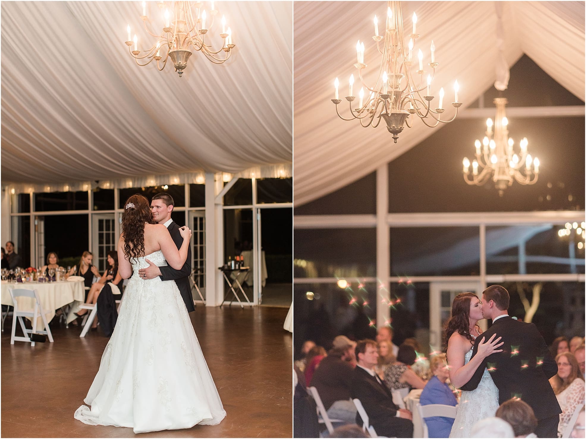 Arielle Peters Photography | Bride and groom sharing first dance at wedding reception on wedding day at the Ritz Charles Garden Pavilion in Carmel, Indiana. 