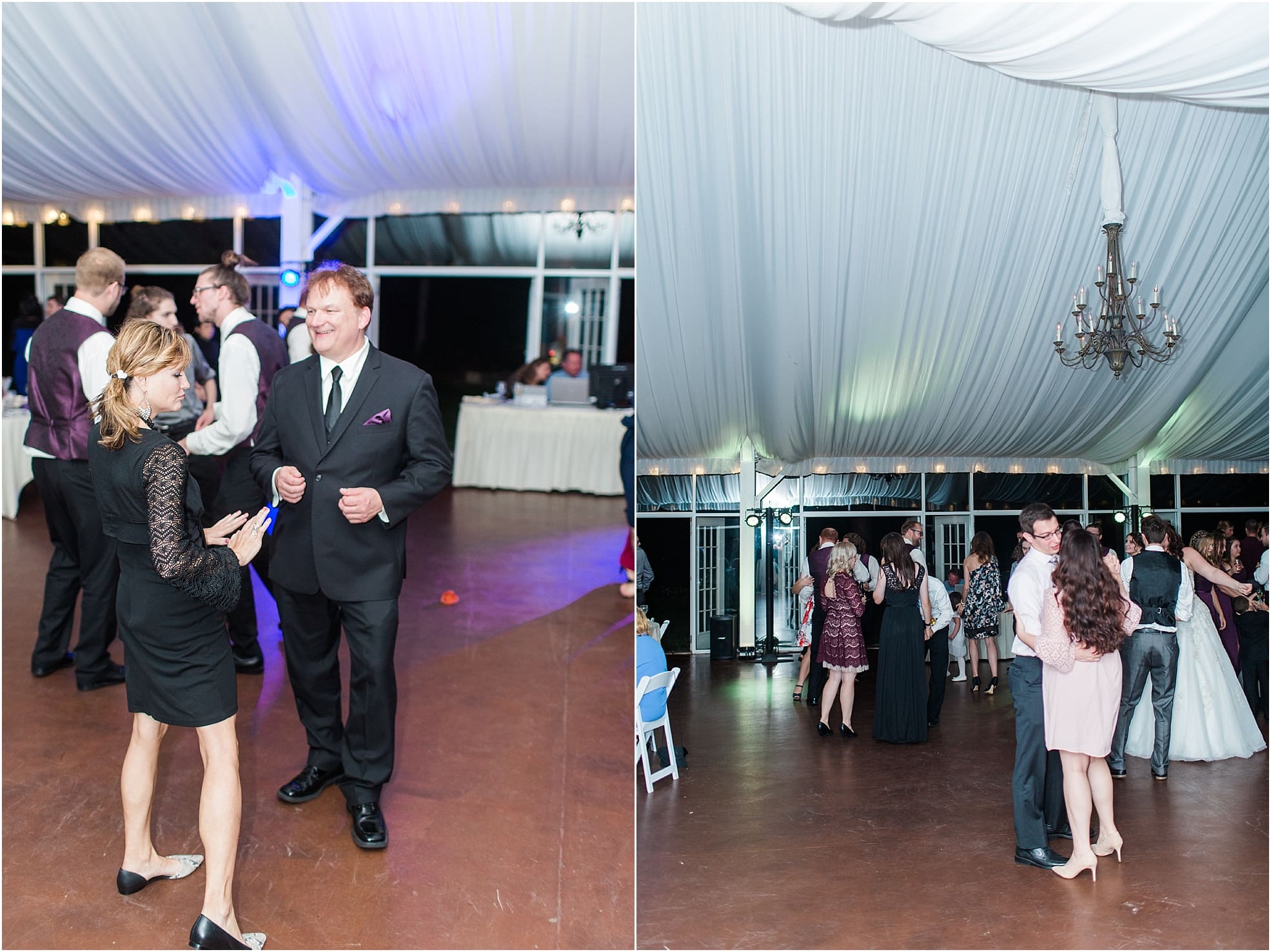 Arielle Peters Photography | Wedding guests dancing at wedding reception on wedding day at the Ritz Charles Garden Pavilion in Carmel, Indiana. 