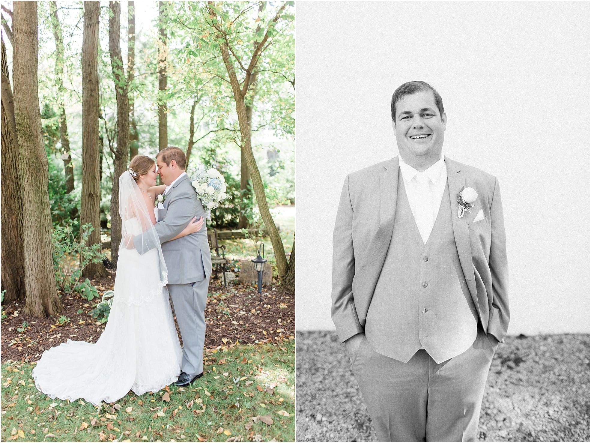 Arielle Peters Photography | Bride and groom under trees by lake on wedding day in Syracuse, Indiana.