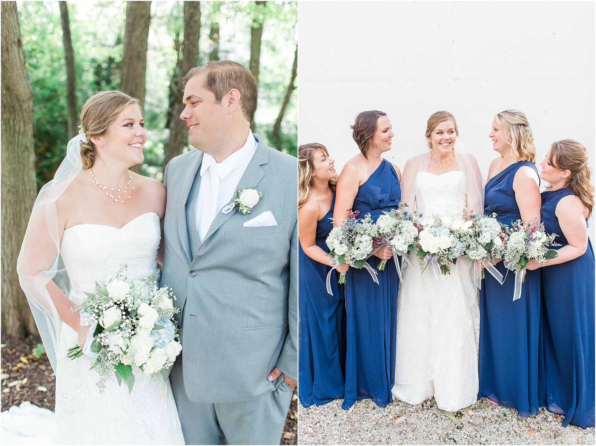 Arielle Peters Photography | Bride and groom walking in yard by lake on wedding day in Syracuse, Indiana.