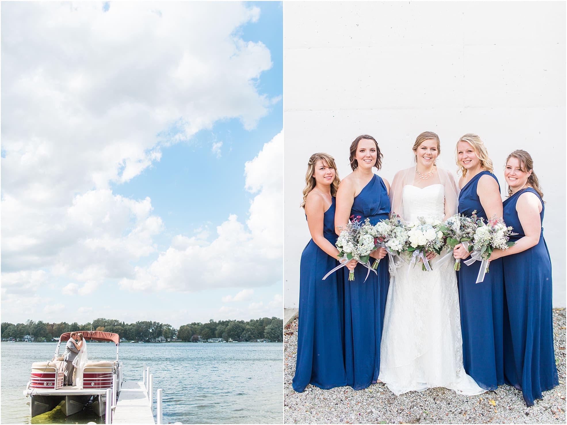Arielle Peters Photography | Bride and groom on boat on lake on wedding day in Syracuse, Indiana.