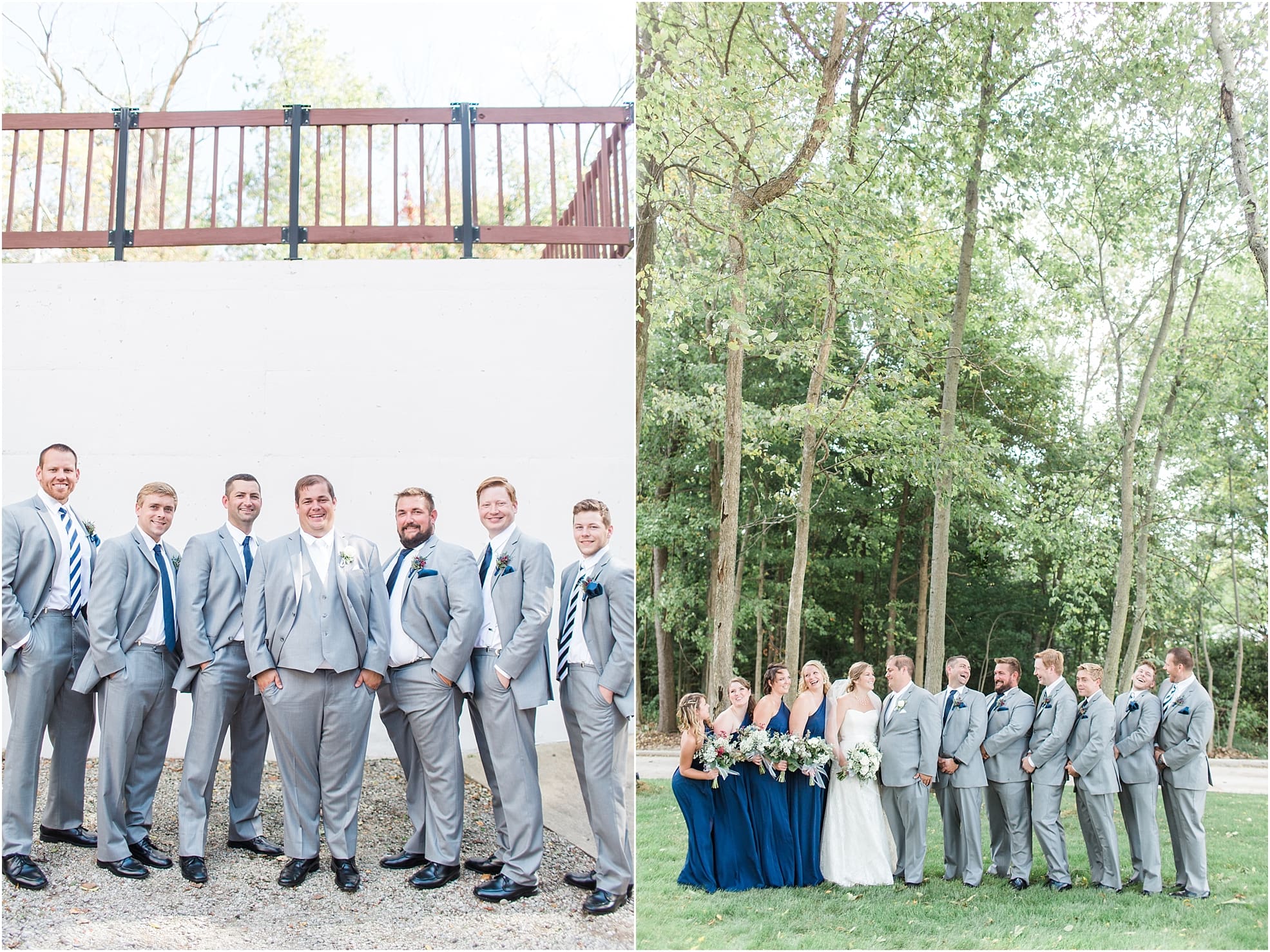 Arielle Peters Photography | Wedding party outside under trees on wedding day in Syracuse, Indiana.