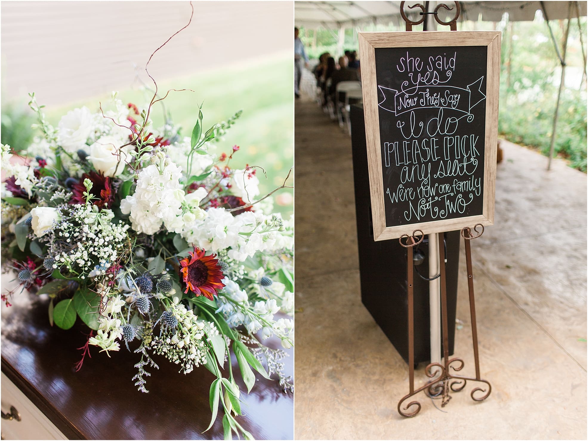 Arielle Peters Photography | Fall wedding floral arrangements on wedding day in Syracuse, Indiana.