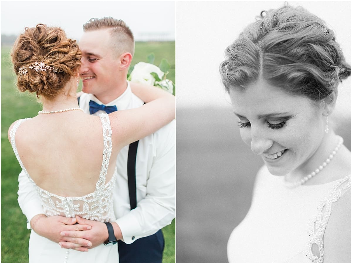 Arielle Peters Photography | Bride and groom dancing in open green field on gloomy wedding day in Huntington, Indiana.