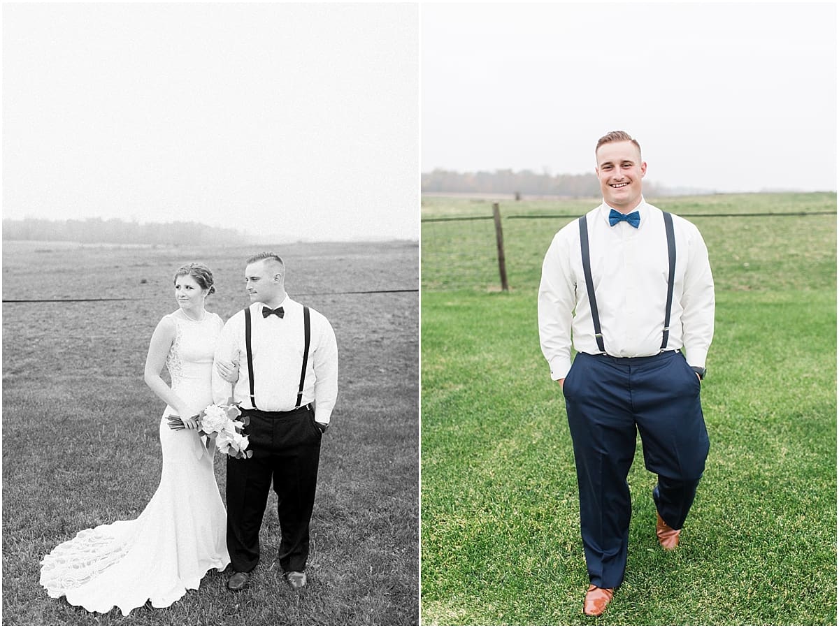 Arielle Peters Photography | Bride and groom in open green field on gloomy wedding day in Huntington, Indiana.