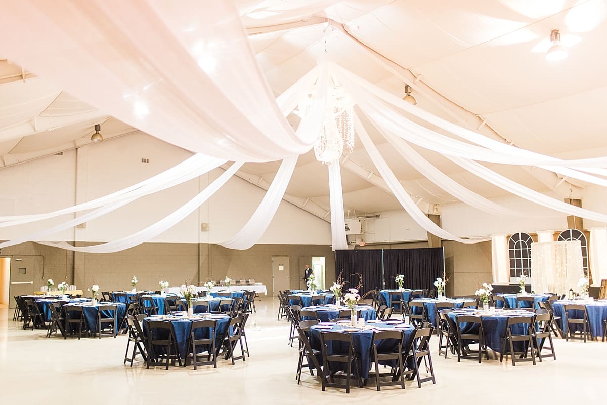 Arielle Peters Photography | Wedding reception table settings and floral arrangements on wedding day in Huntington, Indiana.