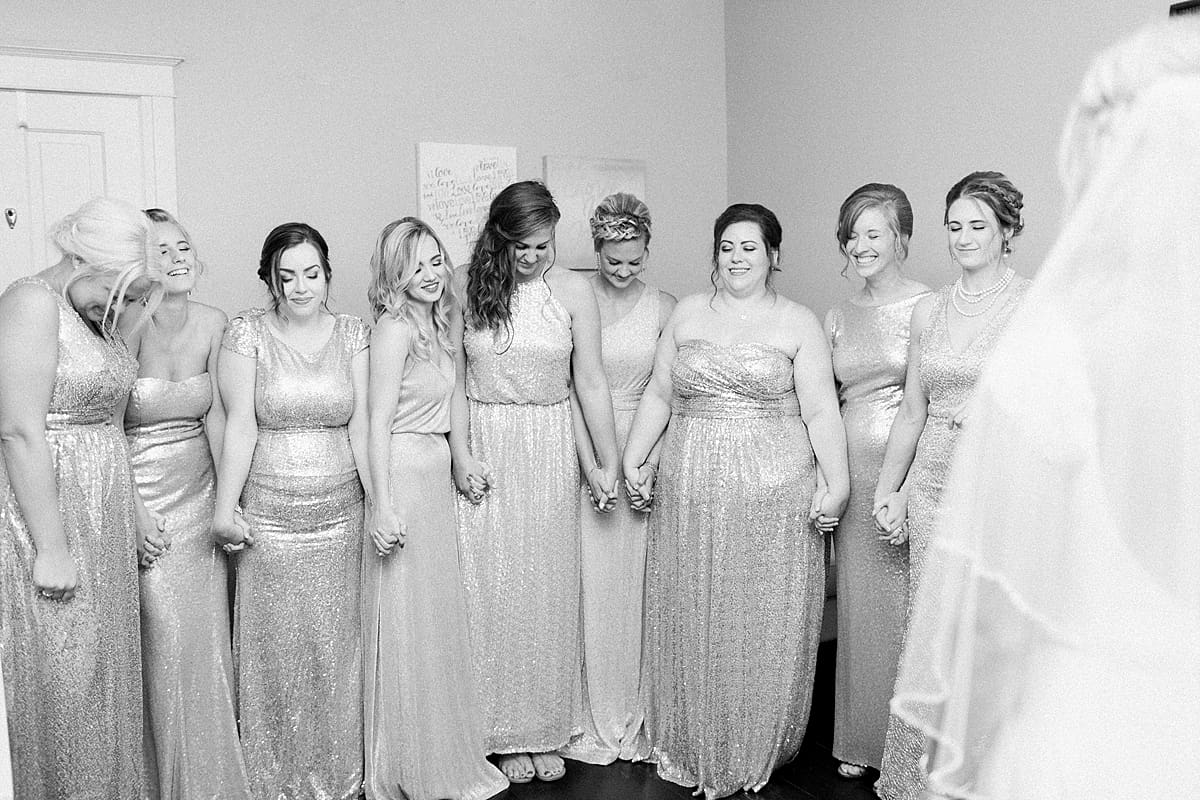 Arielle Peters Photography | Bride and bridesmaids having first reveal on wedding day.