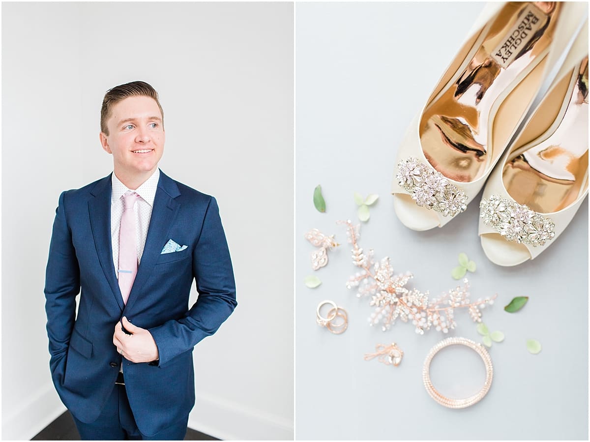 Arielle Peters Photography | Groom holding his tux jacket while getting ready on wedding day.