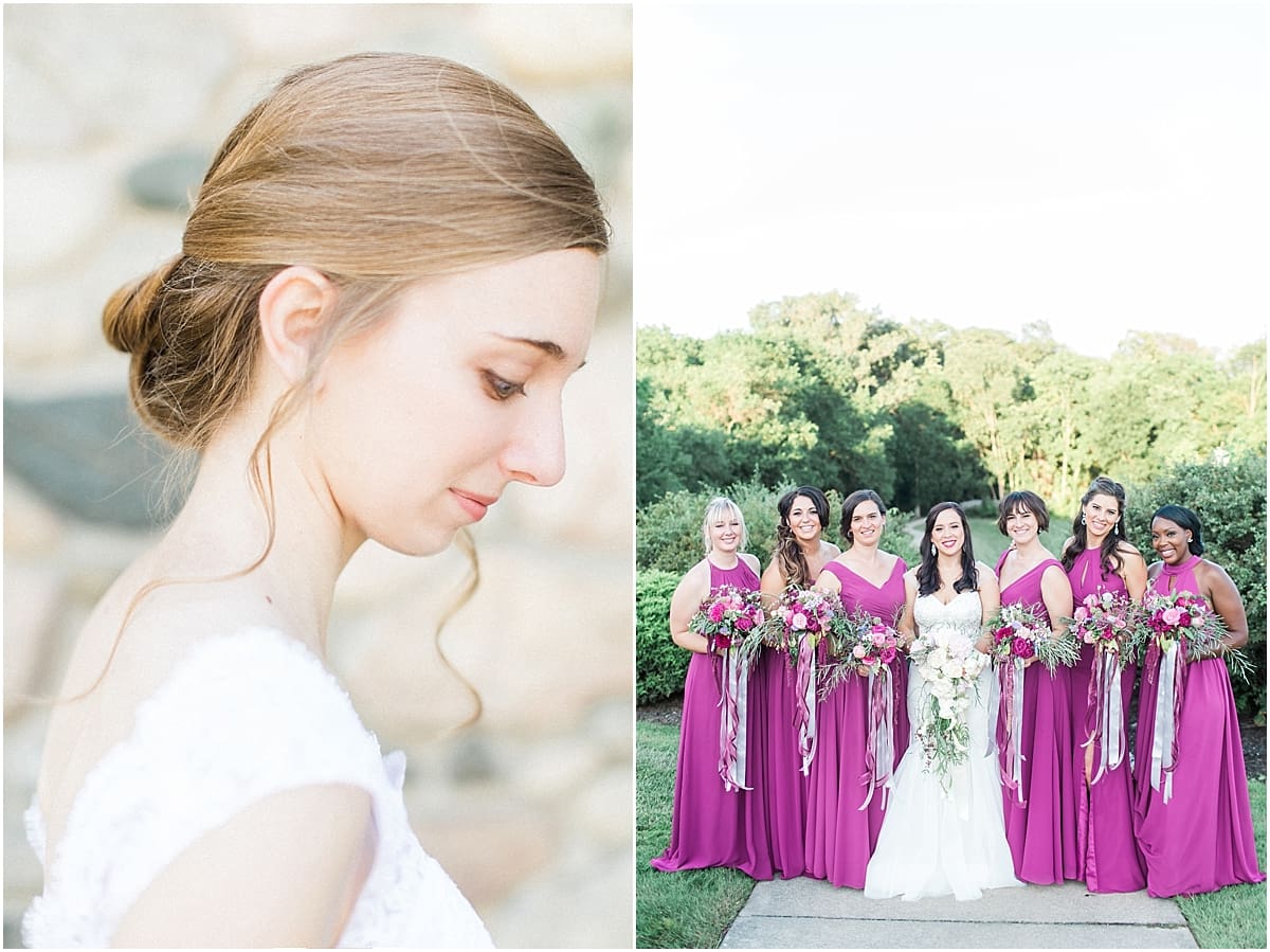 Arielle Peters Photography | Bride and bridesmaids holding bouquets on a path on wedding day.