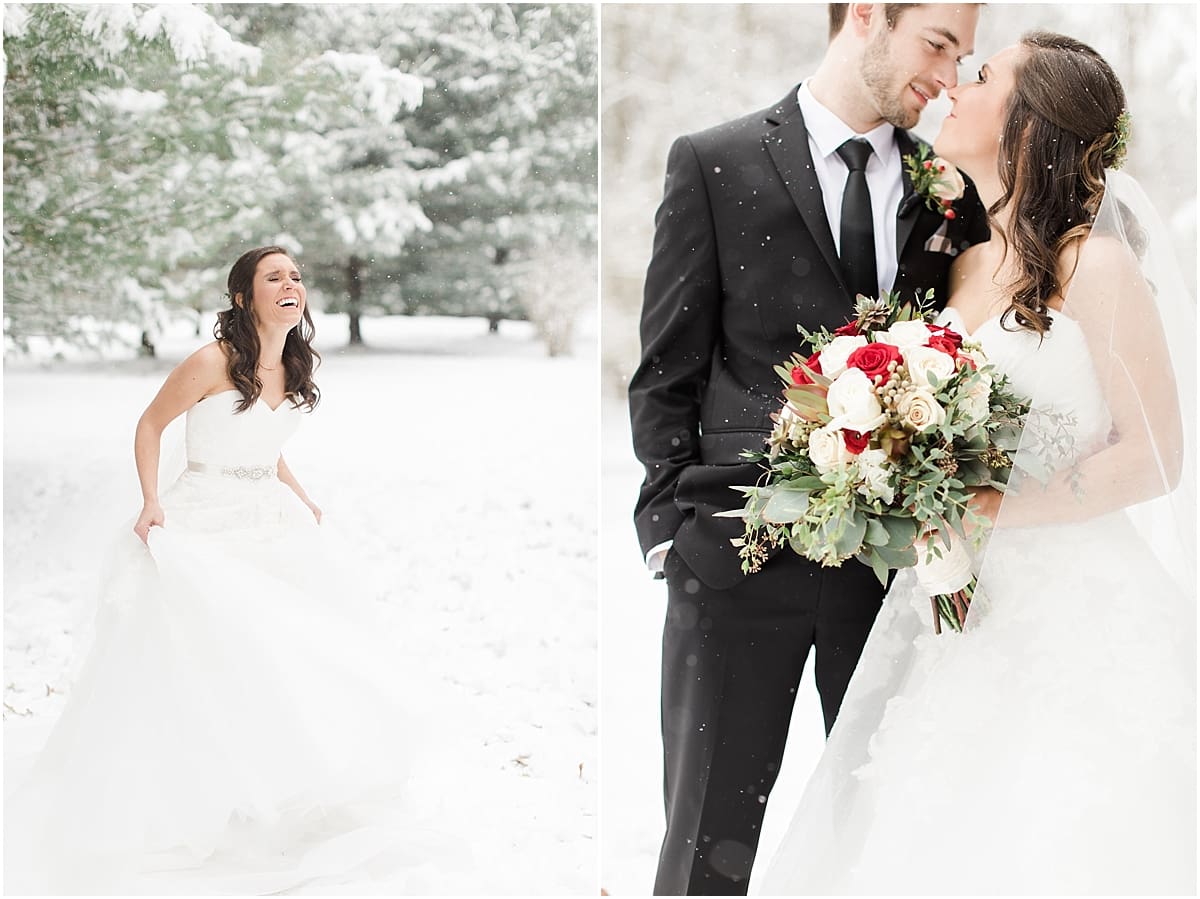Arielle Peters Photography | Bride dancing in the snow on winter wedding day.