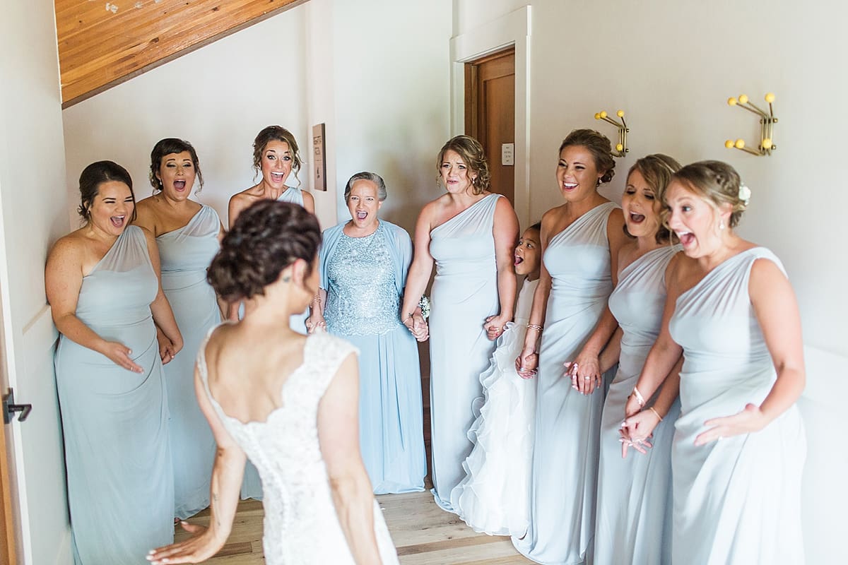Arielle Peters Photography | Bride and bridesmaids having first look on wedding day.