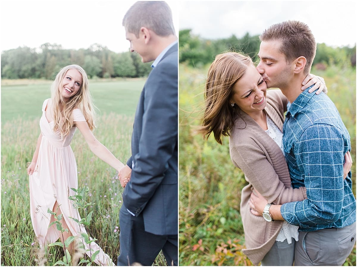 Arielle Peters Photography | Young couple dancing in a field taking summer engagement photos.