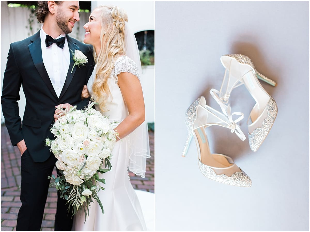 Arielle Peters Photography | Bride and bridesmaids smiling at each other on wedding day.