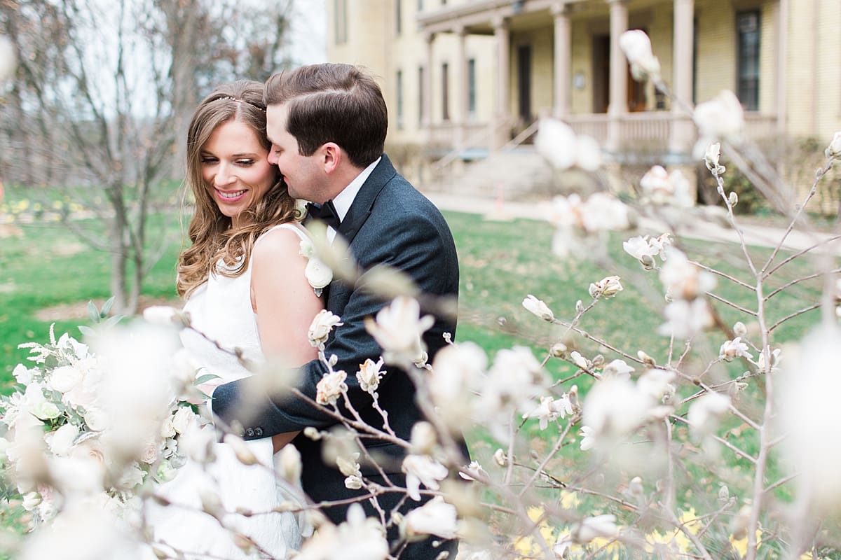 Arielle Peters Photography | Bride and groom outside cathedral on wedding day at the Basilica of the Sacred Heart in Notre Dame, Indiana.