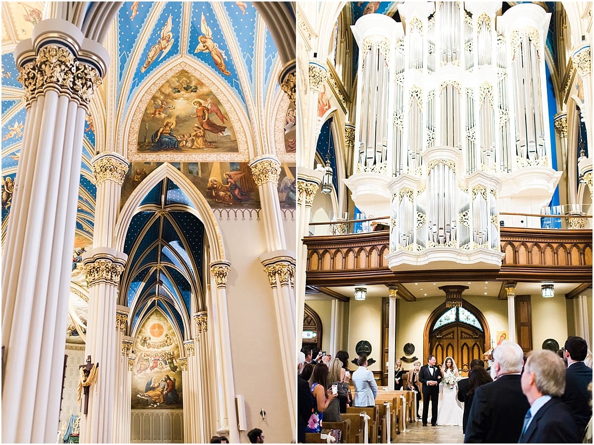 Arielle Peters Photography | Father of bride walking bride down aisle inside cathedral on wedding day at the Basilica of the Sacred Heart in Notre Dame, Indiana.