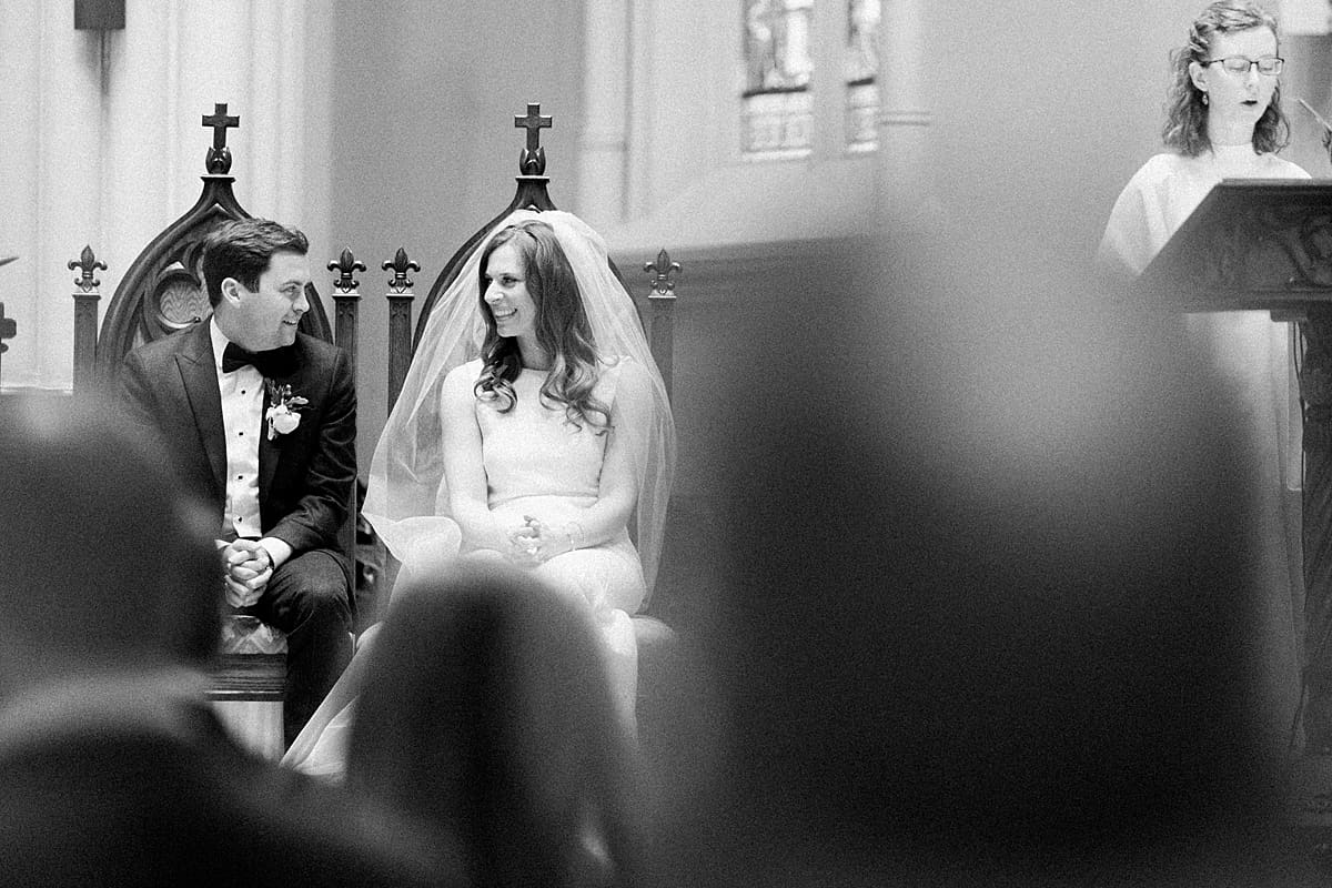 Arielle Peters Photography | Bride and groom inside cathedral on wedding day at the Basilica of the Sacred Heart in Notre Dame, Indiana.