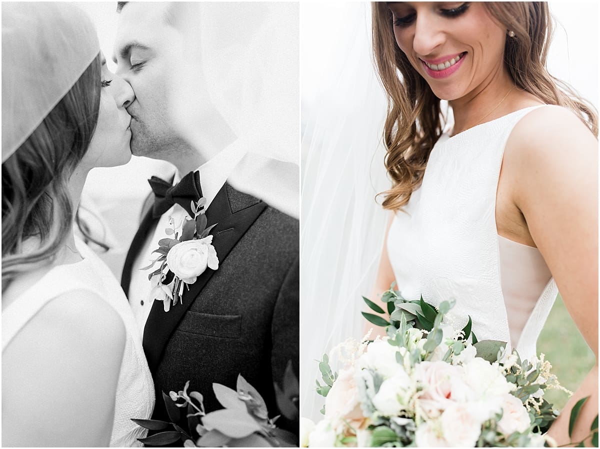 Arielle Peters Photography | Bride and groom kissing under veil on wedding day at St. Joseph's Farm in Granger, Indiana.