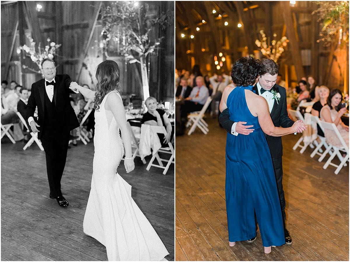  Arielle Peters Photography | Father of bride and bride sharing a dance at wedding reception on wedding day at St. Joseph's Farm in Granger, Indiana.