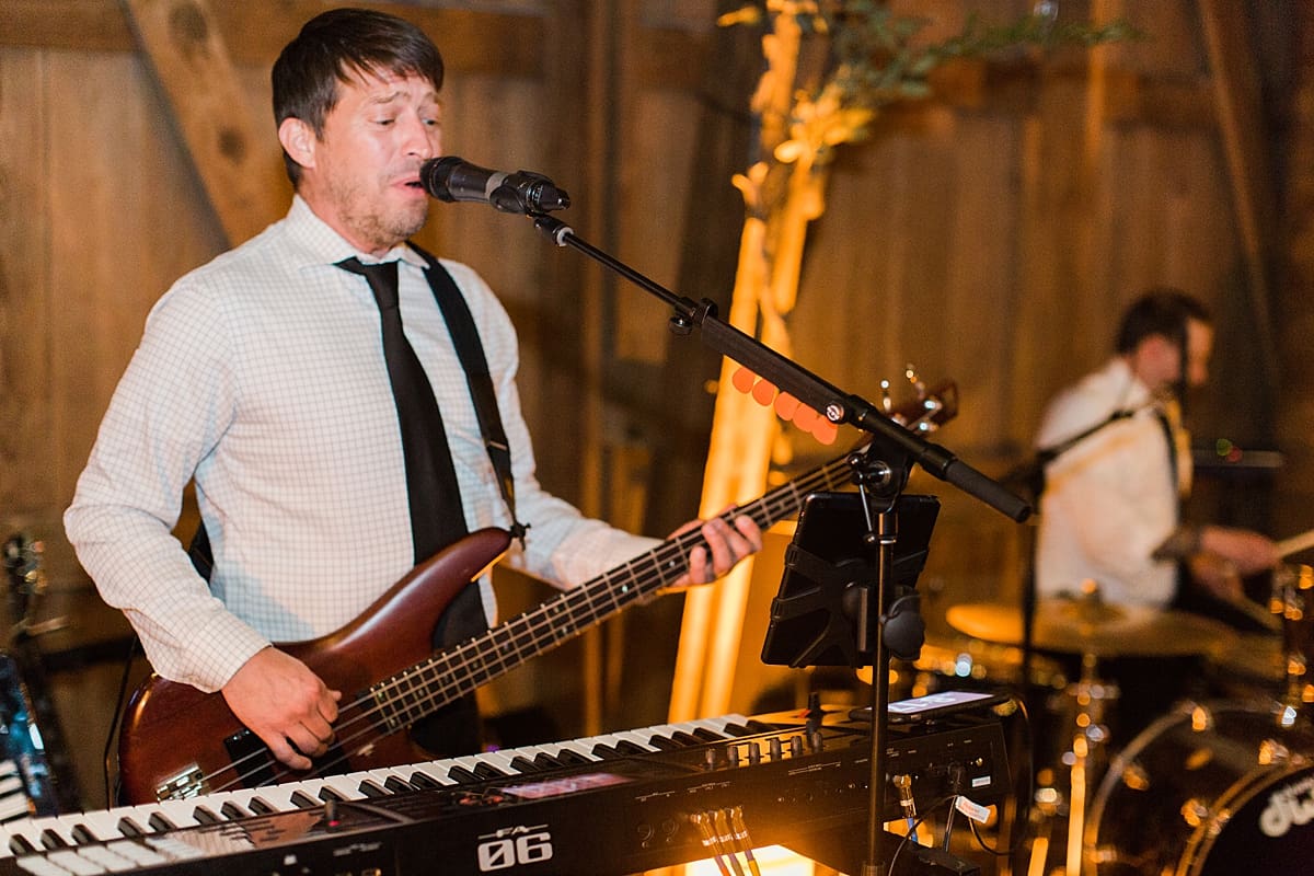  Arielle Peters Photography | Wedding band playing at wedding reception on wedding day at St. Joseph's Farm in Granger, Indiana.