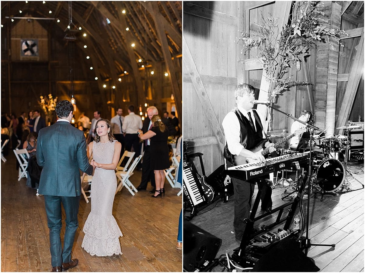  Arielle Peters Photography | Wedding guests dancing at wedding reception on wedding day at St. Joseph's Farm in Granger, Indiana.