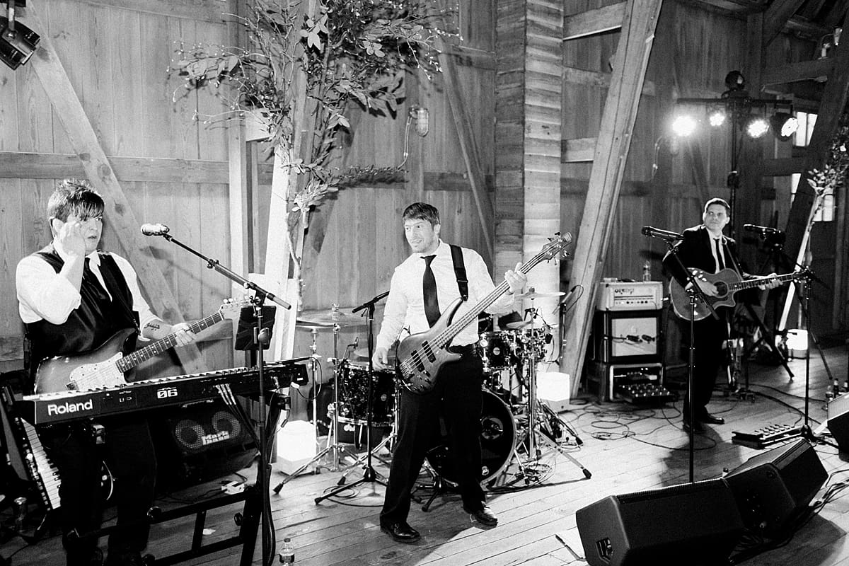  Arielle Peters Photography | Wedding band playing at wedding reception on wedding day at St. Joseph's Farm in Granger, Indiana.