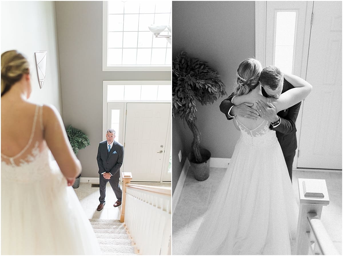 Arielle Peters Photography | Father of bride and bride having first reveal on wedding day in Winona Lake, Indiana. 