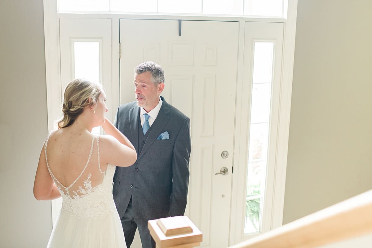 Arielle Peters Photography | Father of bride and bride having first reveal on wedding day in Winona Lake, Indiana. 