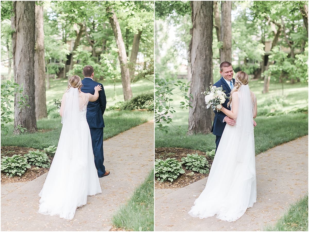 Arielle Peters Photography | Bride and groom having first reveal on wedding day in Winona Lake, Indiana. 