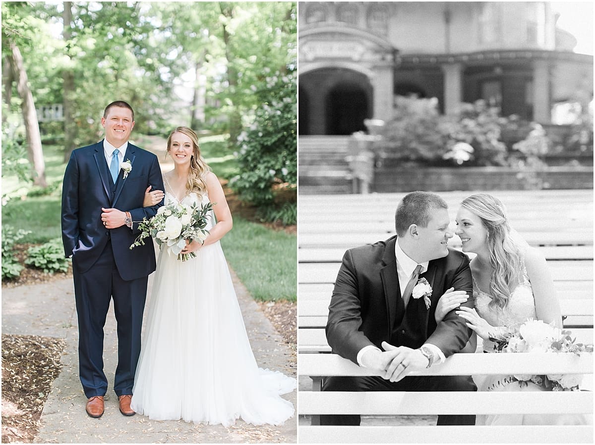 Arielle Peters Photography | Bride and groom under tunnel of trees on wedding day in Winona Lake, Indiana. 
