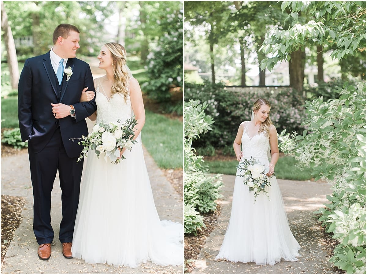Arielle Peters Photography | Bride and groom under tunnel of trees on wedding day in Winona Lake, Indiana. 