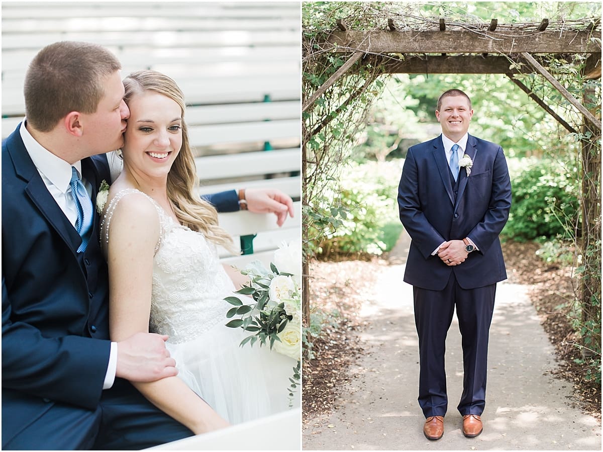 Arielle Peters Photography | Bride and groom under over-grown trellis at home on wedding day in Winona Lake, Indiana. 