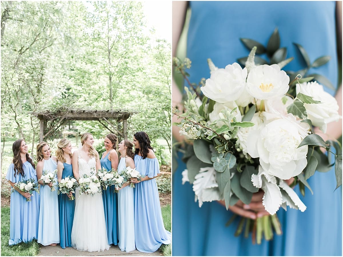 Arielle Peters Photography | Bride and bridesmaids under over-grown trellis at home on wedding day in Winona Lake, Indiana. 