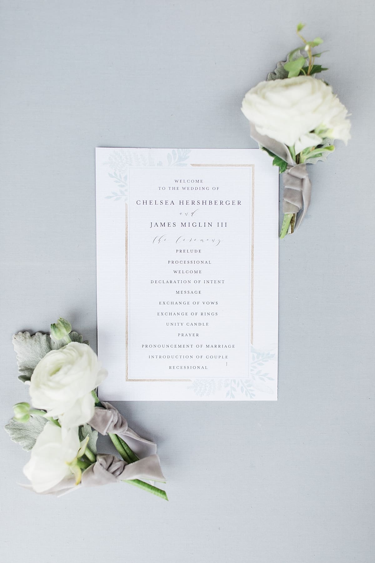 Arielle Peters Photography | Wedding invitations and flowers on wedding day in Winona Lake, Indiana. 