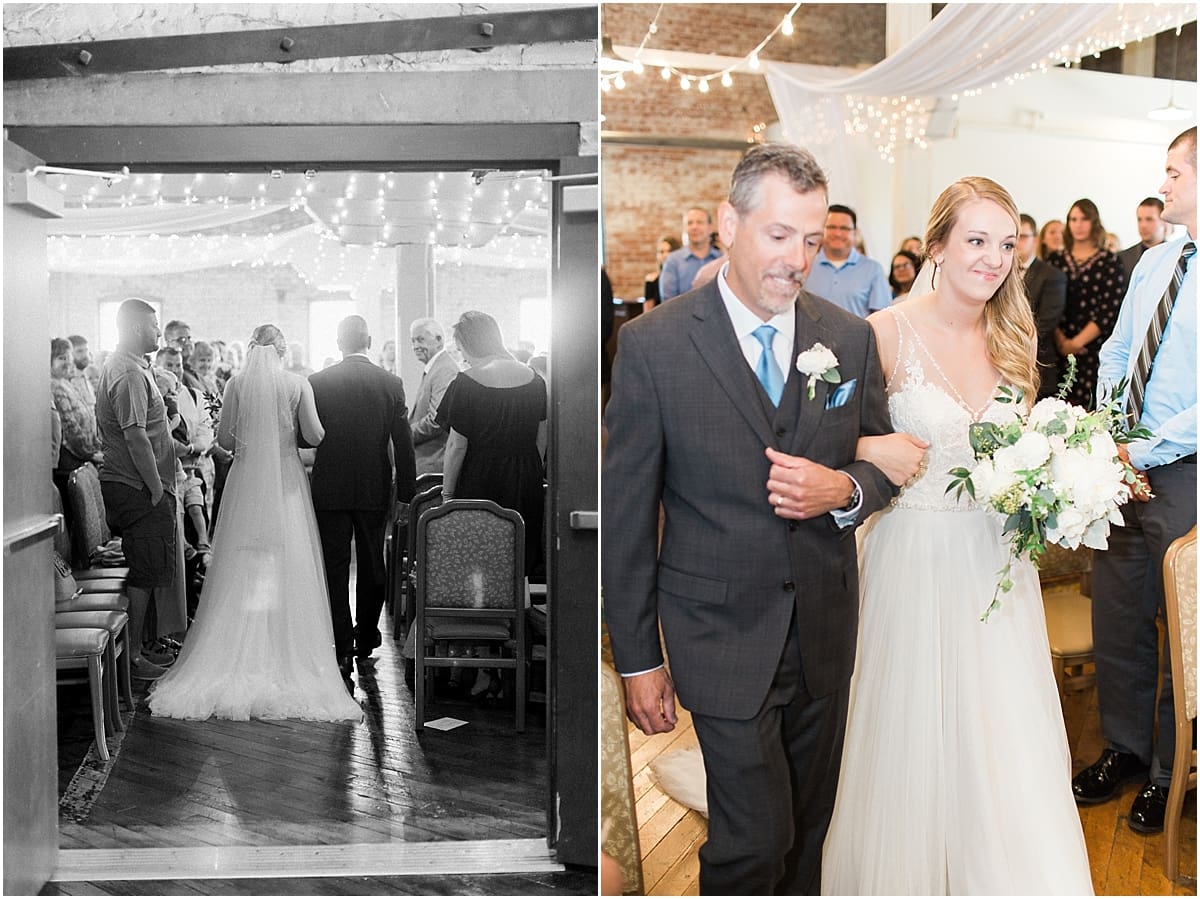 Arielle Peters Photography | Father of bride walking bride down the aisle at wedding in Winona Lake, Indiana. 