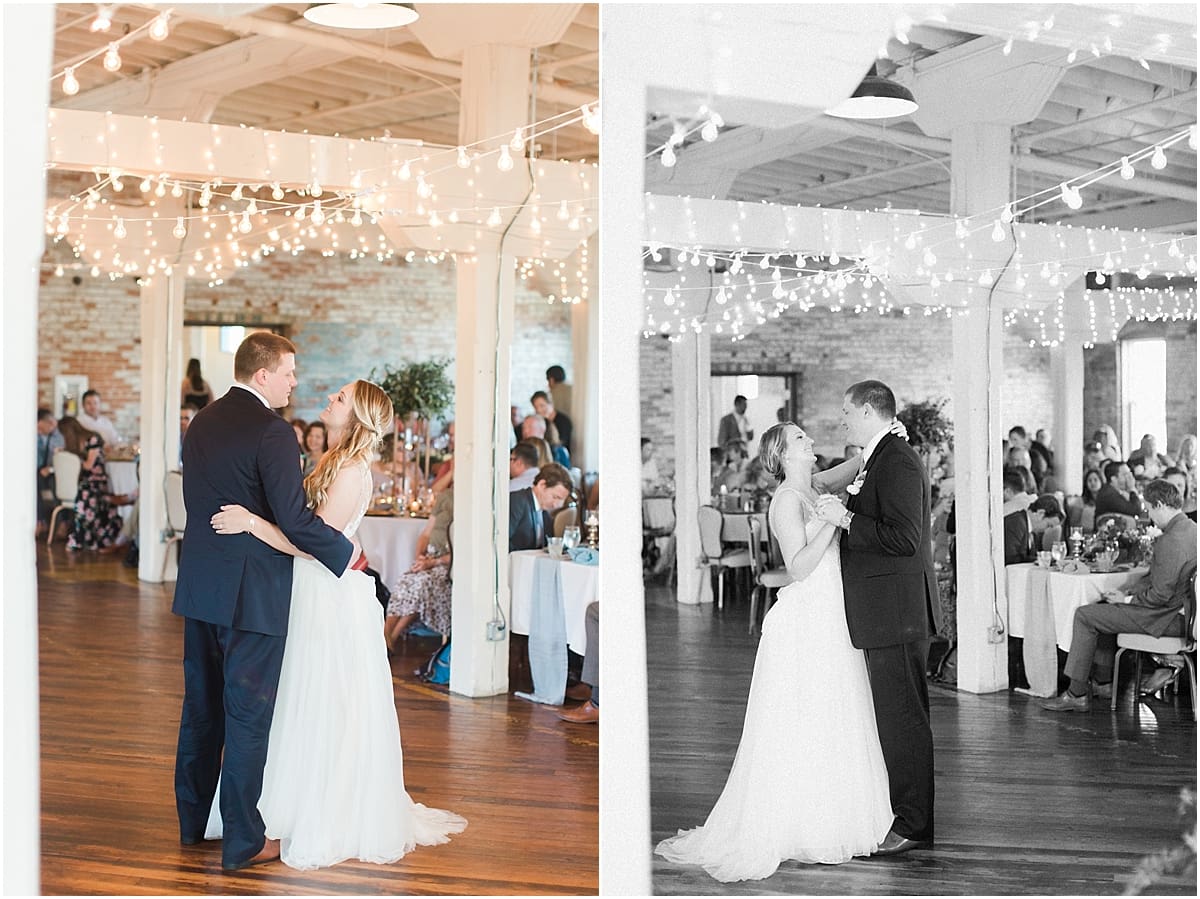 Arielle Peters Photography | Bride and groom sharing first dance at wedding reception on wedding day at Bread & Chocolate in Goshen, Indiana.