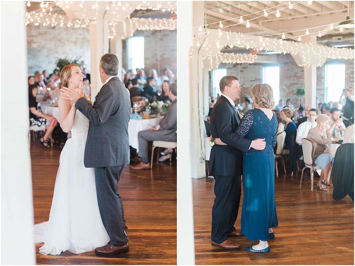 Arielle Peters Photography | Father of bride and bride sharing a dance at wedding reception on wedding day at Bread & Chocolate in Goshen, Indiana.