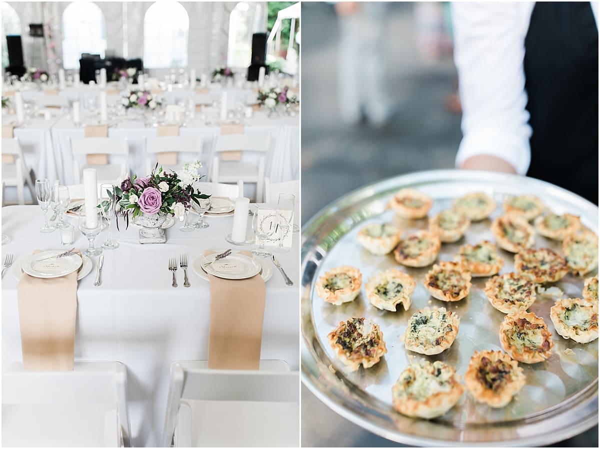  Arielle Peters Photography | Outdoor tent wedding reception table settings and floral arrangements at The Morris Estate in Niles, Michigan.