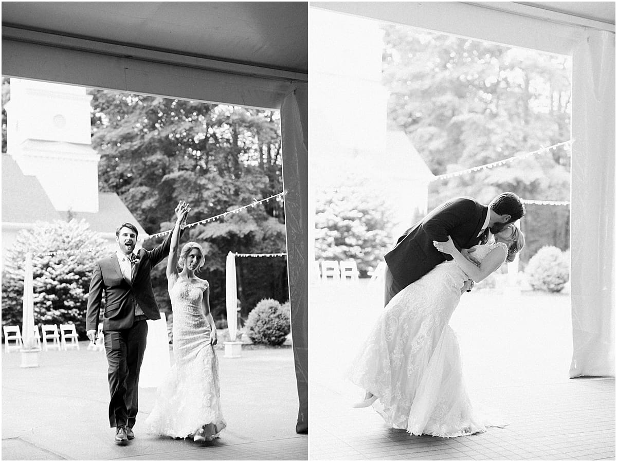  Arielle Peters Photography | Bride and groom entering outdoor tent wedding reception at The Morris Estate in Niles, Michigan.
