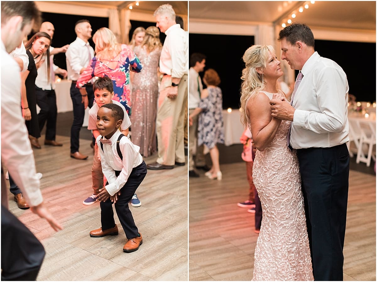  Arielle Peters Photography | Wedding guests dancing at outdoor tent wedding reception on wedding day at The Morris Estate in Niles, Michigan.