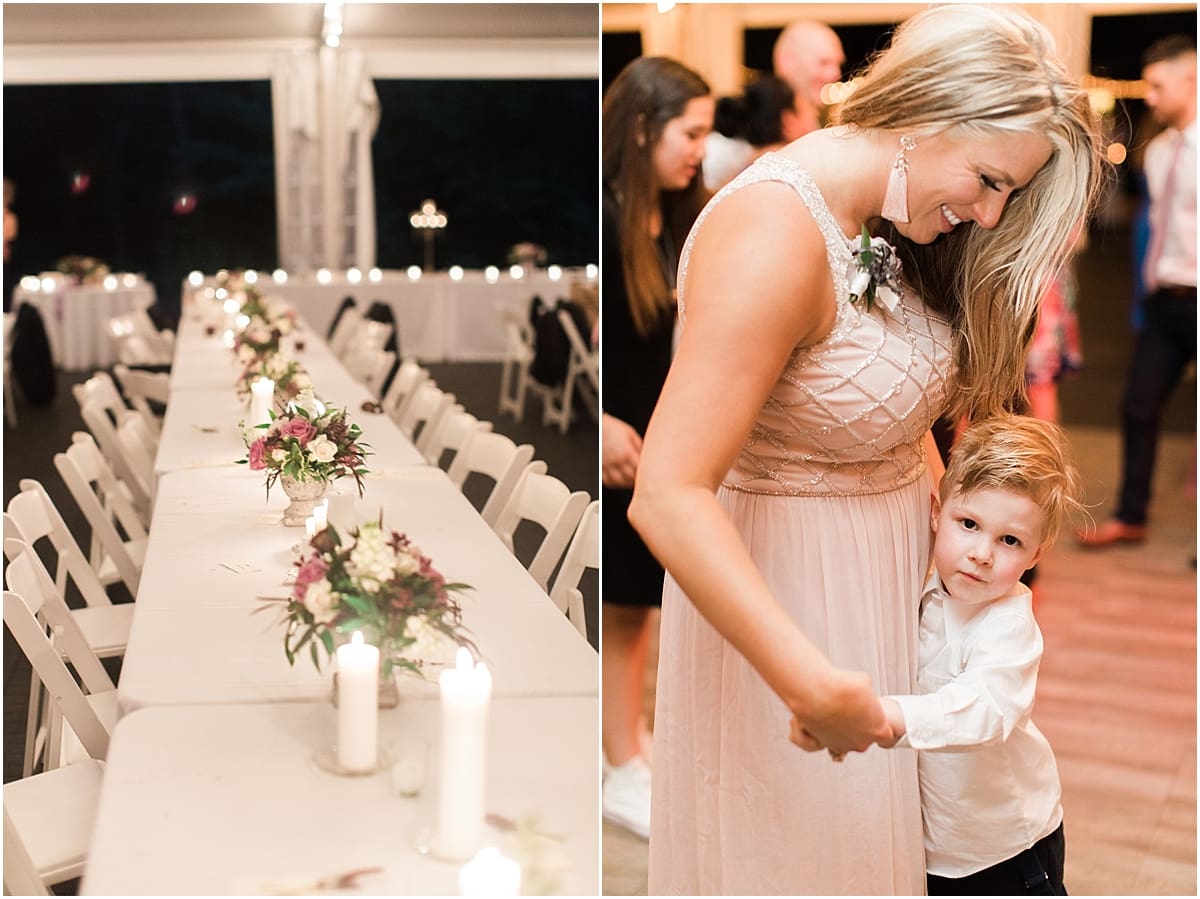  Arielle Peters Photography | Wedding guests dancing at outdoor tent wedding reception on wedding day at The Morris Estate in Niles, Michigan.