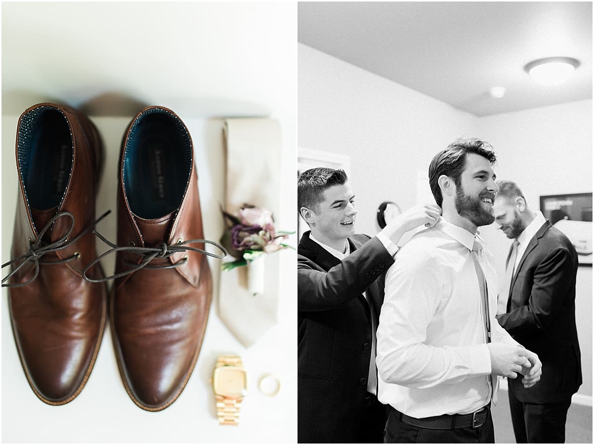  Arielle Peters Photography | Groom getting ready on wedding day at The Morris Estate in Niles, Michigan.