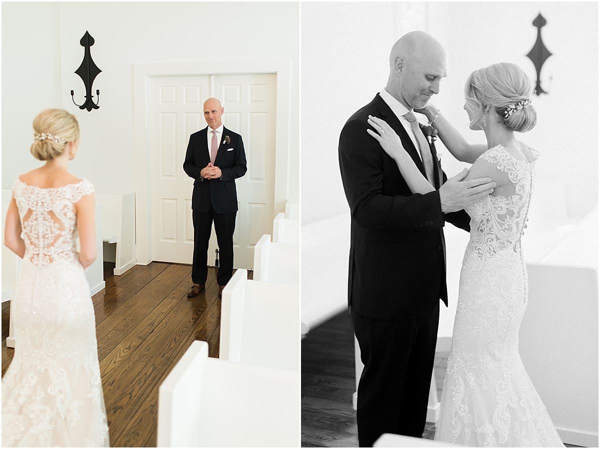  Arielle Peters Photography | Father of bride and bride doing first reveal on wedding day at The Morris Estate in Niles, Michigan.